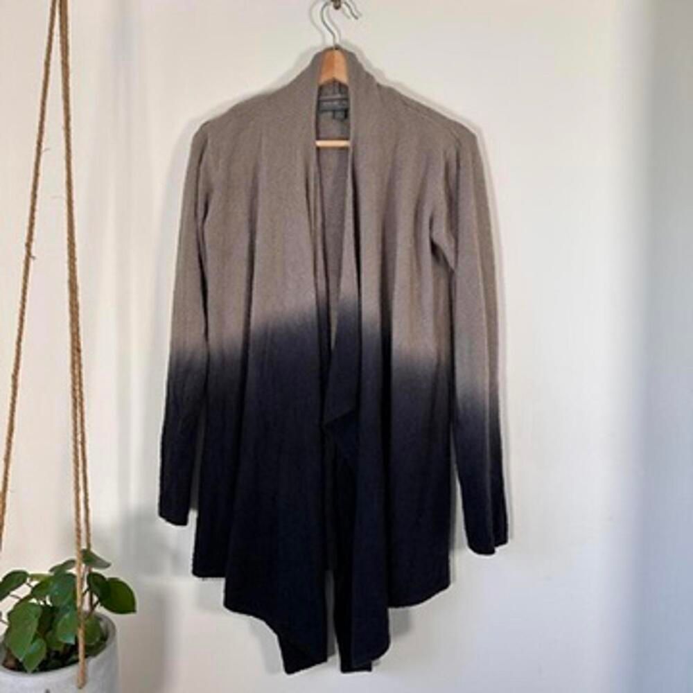 Barefoot Dreams CozyChic Lite Cardigan Women S/M Taupe Black Ombre Island Wrap - Picture 2 of 9